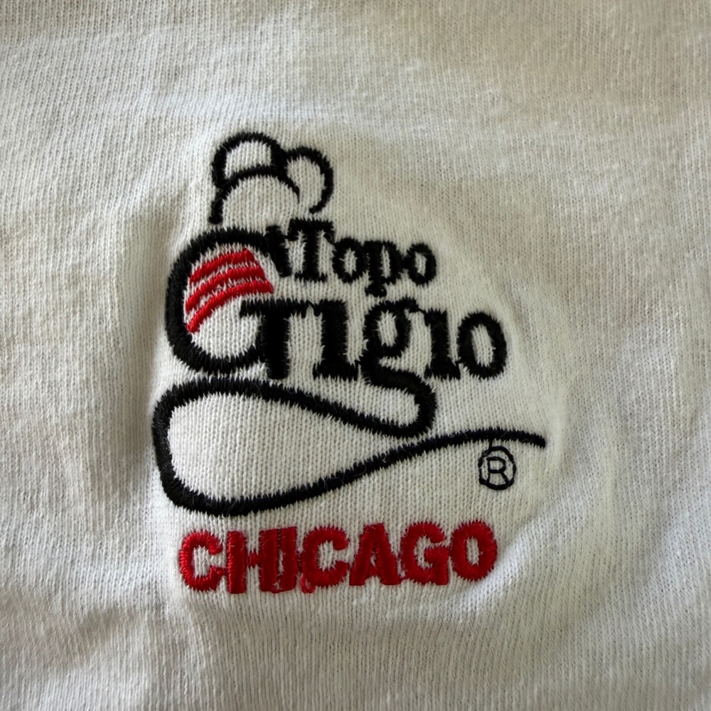 Topo Gigio Graphic T-Shirt Kids M White Vtg Style Chicago Mouse Tee Embroidered - Picture 2 of 7